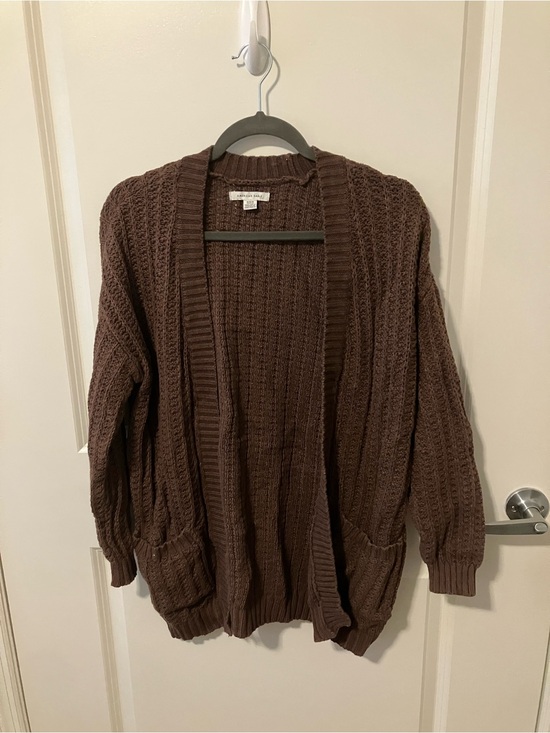 American Eagle Outfitters Jackets & Blazers - American Eagle Outfitters Chocolate Brown Open-Front Knit Cardigan